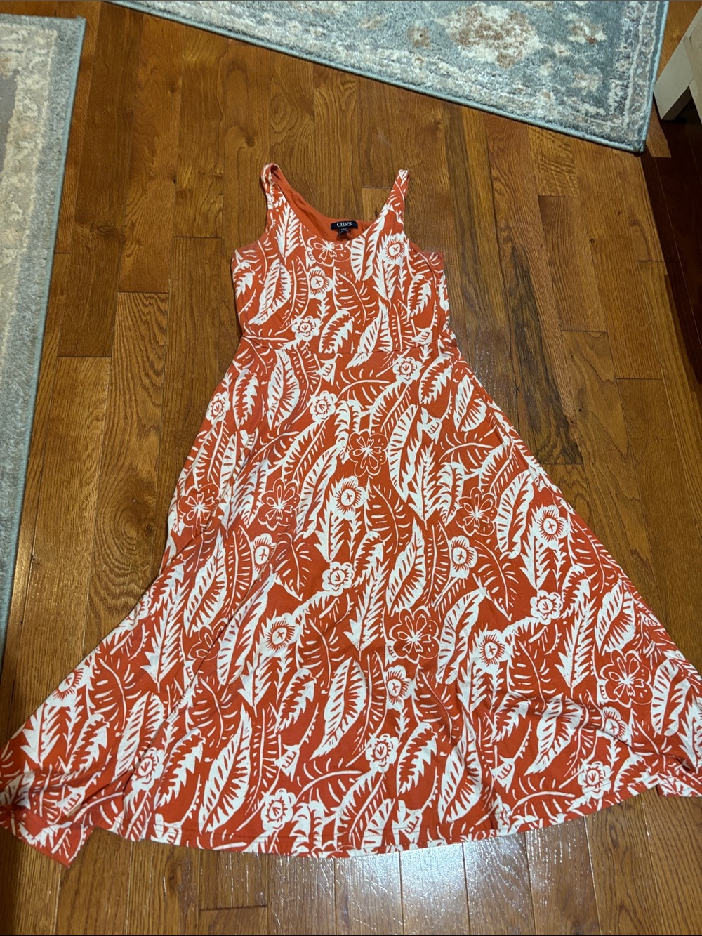 Chaps Orange and White Floral Maxi Dress